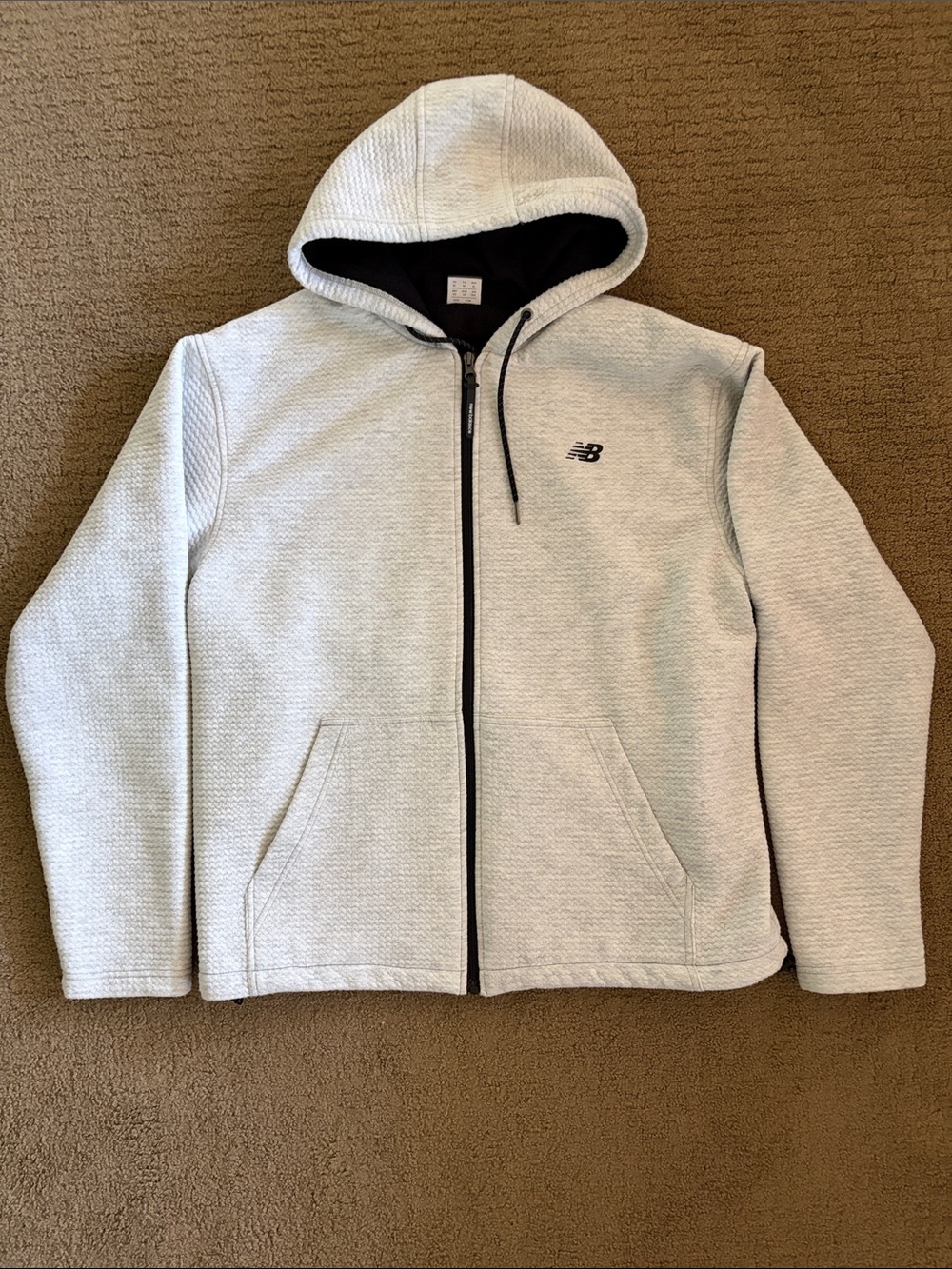 New Balance Light Gray Full‑Zip Hooded Performance Jacket